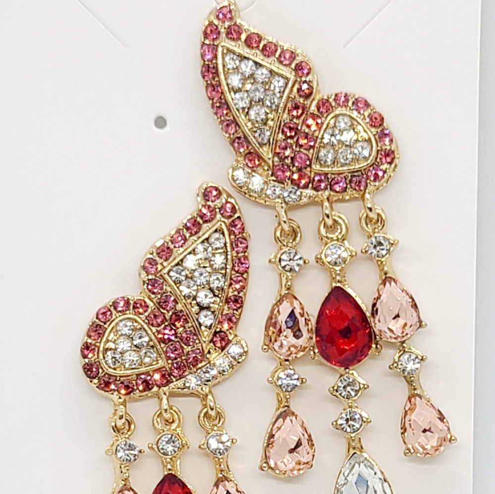Butterfly Wings And Rhinestones Earrings